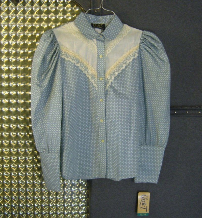   Calico Pearls Lace Western Prairie Rodeo Peter Pan Shirt Blouse 40