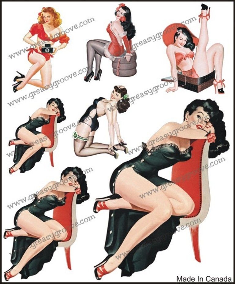 Decals Stickers Static Cling Guitar Pin Up Red Chair