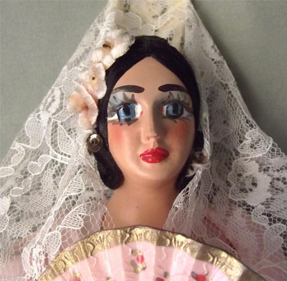   Vintage Old Antique Spanish Salsa Gypsy Flamenco Doll Composition