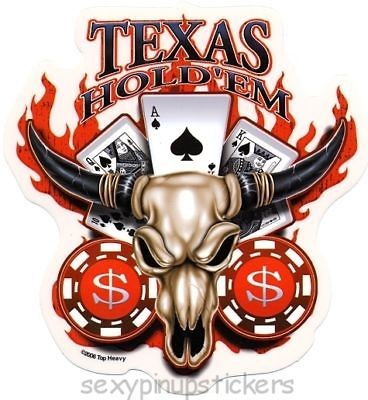 TEXAS HOLDEM Longhorn cowskull CASINO Sticker RV Decal