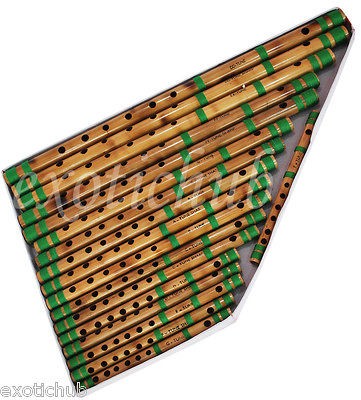 FLUTE SET~18 BAMBOO BANSURI~TUNE  FF, FF#, G, G#, A, A#, B, C, C#, D 