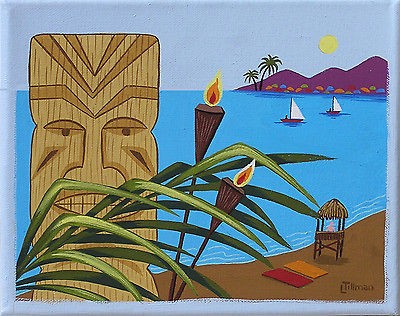 PAINTING RETRO EAMES MID CENTURY MODERN TIKI TROPIC ISLAND METRO 