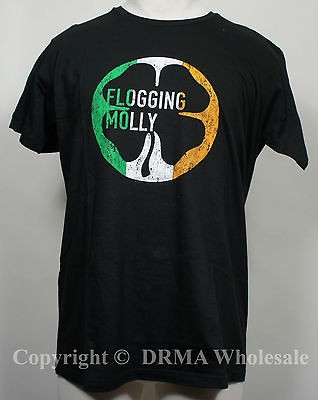 Authentic FLOGGING MOLLY Distress Circle Shamrock Flag T SHIRT S M L 