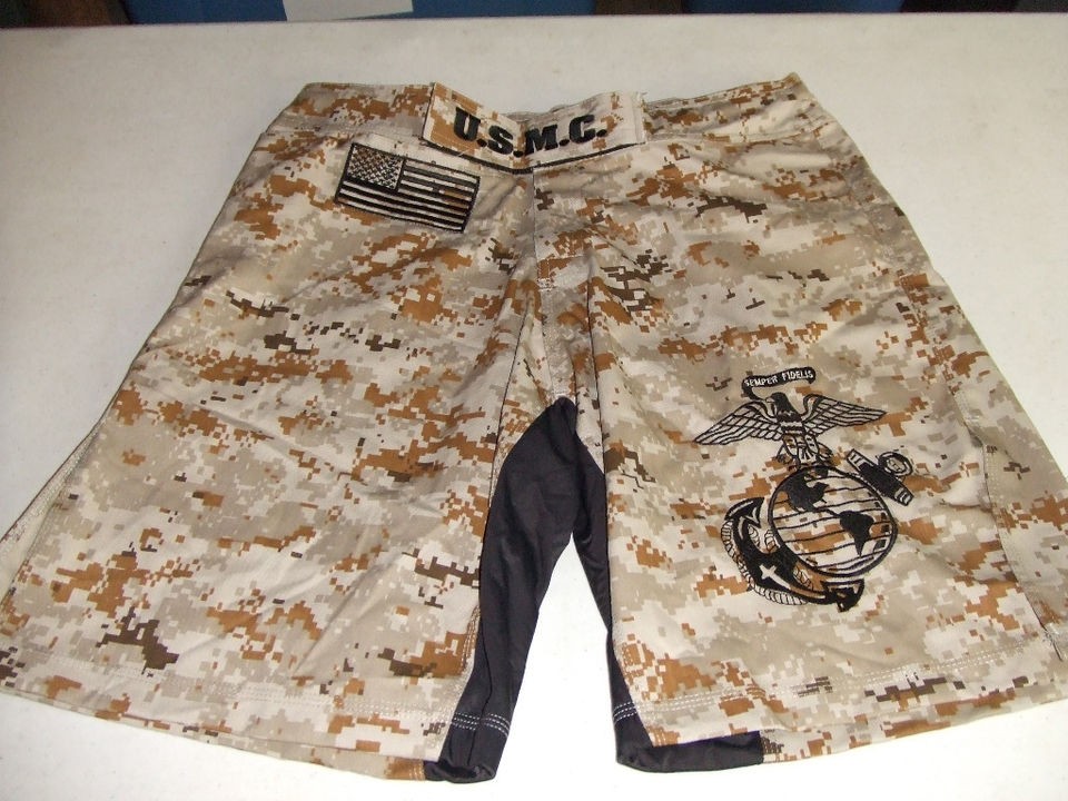 USMC MARINES COMBATANT MMA PT DESERT BOARD SHORTS