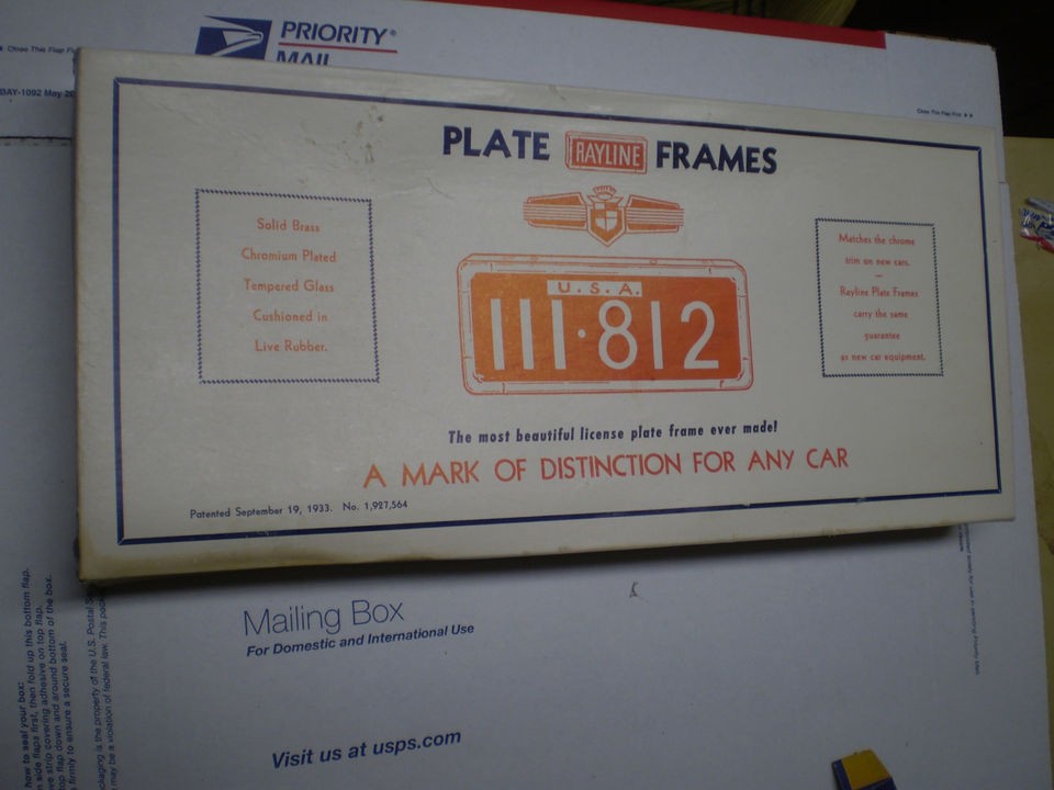 1930 40s CHEVY FORD MOPAR RAYLINE CHROME LICENSE PLATE FRAMES IN BOX 