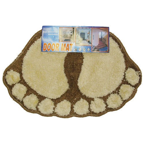 nEw FOOT PRINTS FLOOR RUG   Brown Footprint Shaggy Door Mat Accent 