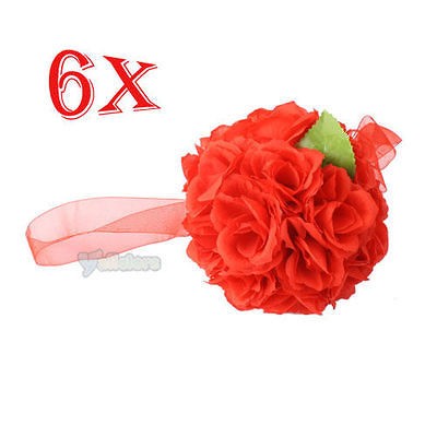 PCS Red Silk Kissing Pomander Rose Flowers Ball Wedding Decoration