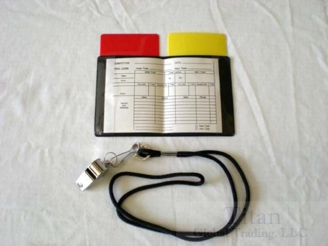 REFEREE KIT SOCCER WALLET 2 CARDS SCORE SHEETS WHISTLE