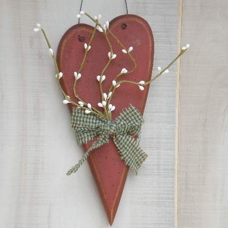 Rustic Red Heart with Pip Berries Country Home Decor