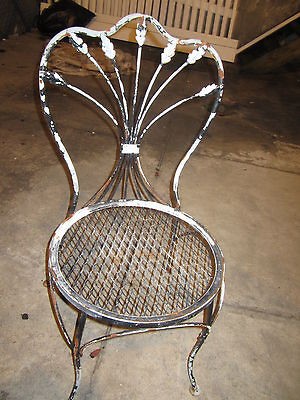   1950S WROUGHT IRON CHAIRS WITH MESH SEATING   BISTRO/ICE CREAM PARLOR