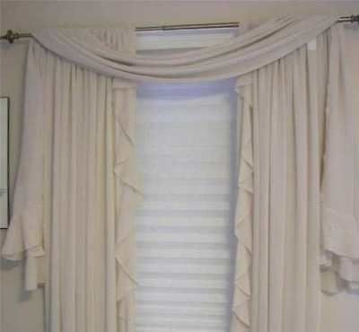 Scarf Sheer Beige Shawl Valance Ruffle Flounce 27 x 108 Window Decor 