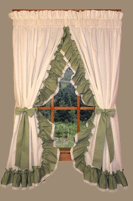 Madelyn Ruffled Priscilla Country Curtains Lace Edging French Cottage