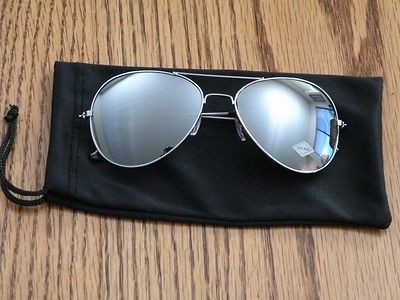 FULL MIRROR CLASSIC AVIATOR SUNGLASSES SILVER TOP QUALITY, MICROFIBER 