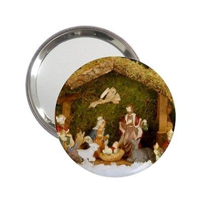 Christmas Nativity Scene Mirror for Handbag Purse Desk Backpack Bag