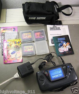 Sega Game Gear System bundle w/ 4 Games, All manuals, AC Adapter, Case 
