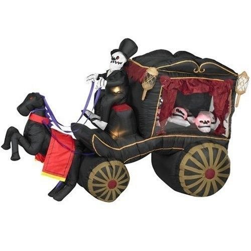 NEW Gemmy Airblown Inflatable HALLOWEEN 8 Feet Long Horse Drawn HEARSE 