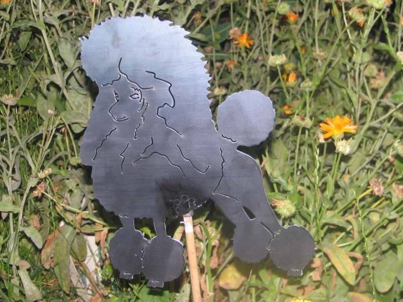 Poodle Large Dog yard garden art statue home decor stake metal