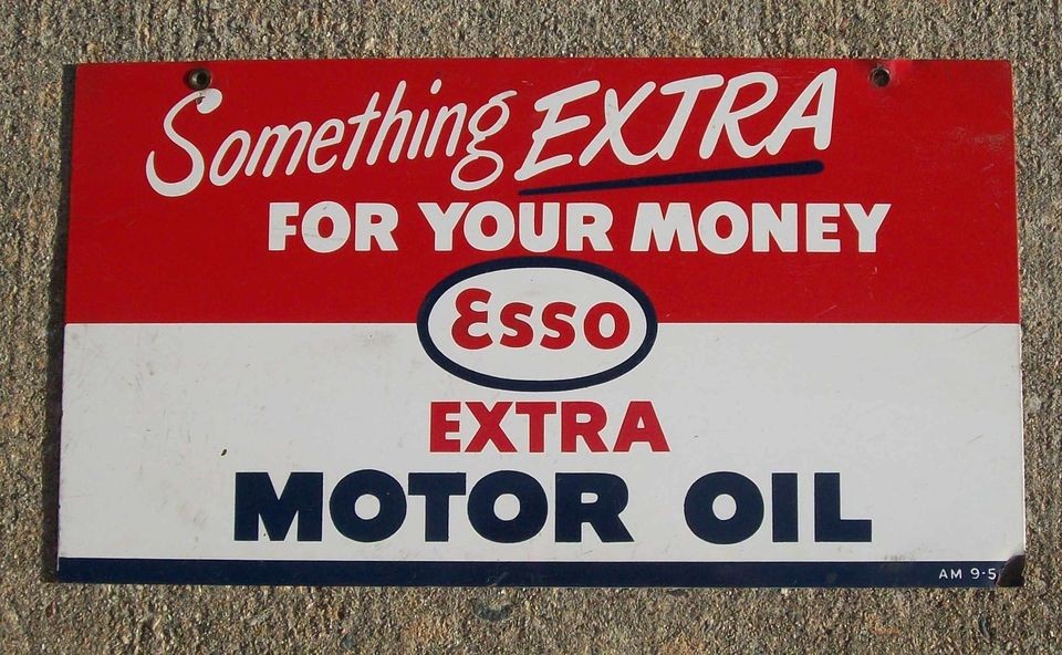1950 ESSO Motor Oil Sign  Gas Station Antique Auto Garage Vintage