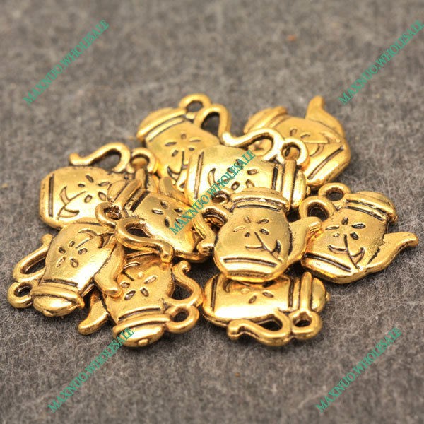   Gold Plated Teapot House Vintage Charms Jewelry Findings 13g ZF41