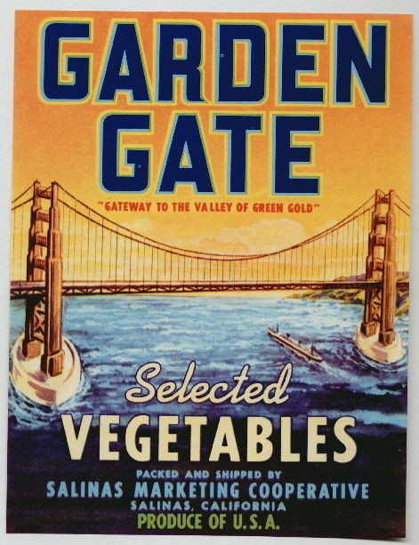 GARDEN GATE Vintage Salinas CA Vegetable Crate Label