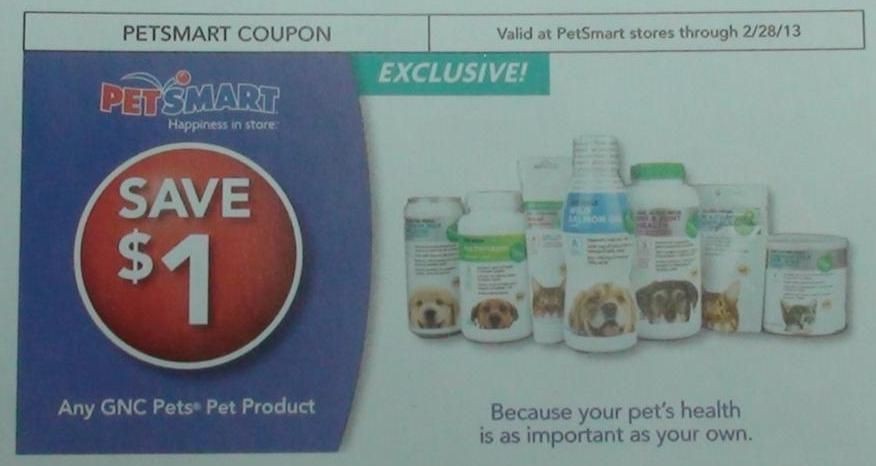 10  GNC PET PRODUCT $1.00 coupons 2/28/13 $10 