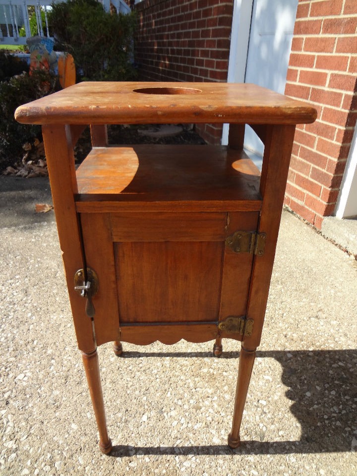 Vintage Art Deco Arts Crafts Smoking Stand Wood Cabinet Pipe Tobacco 