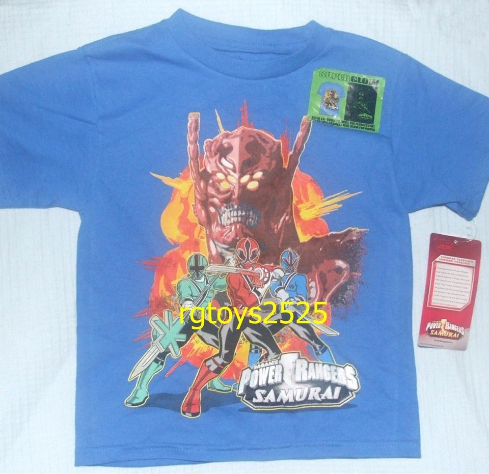 Power Rangers Samurai Glow in the Dark T Shirt Size 14 16 XL Childs 