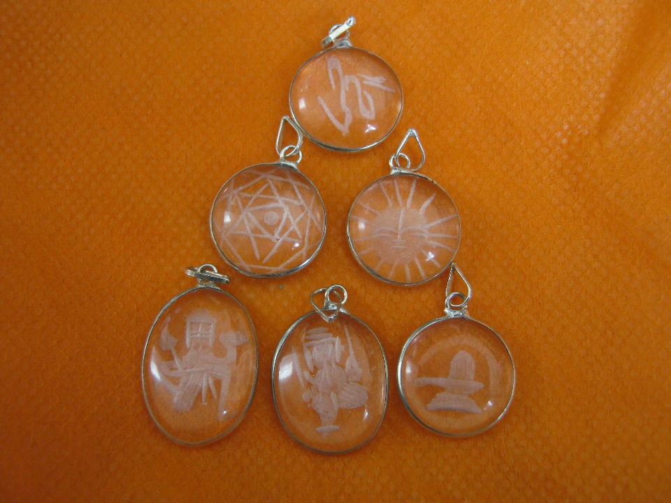   SRI YANTRA GANESHA HANUMAN SHIVLING HINDU GOD CRYSTAL PENDANTS LOCKETS