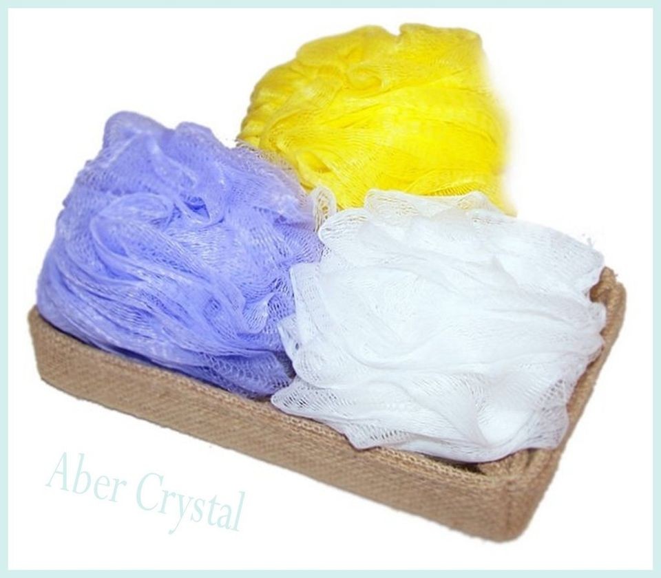 BATH SHOWER SCRUNCHIE BODY PUFF EXFOLIATING SPONGE IN BAG ~ CHOOSE 