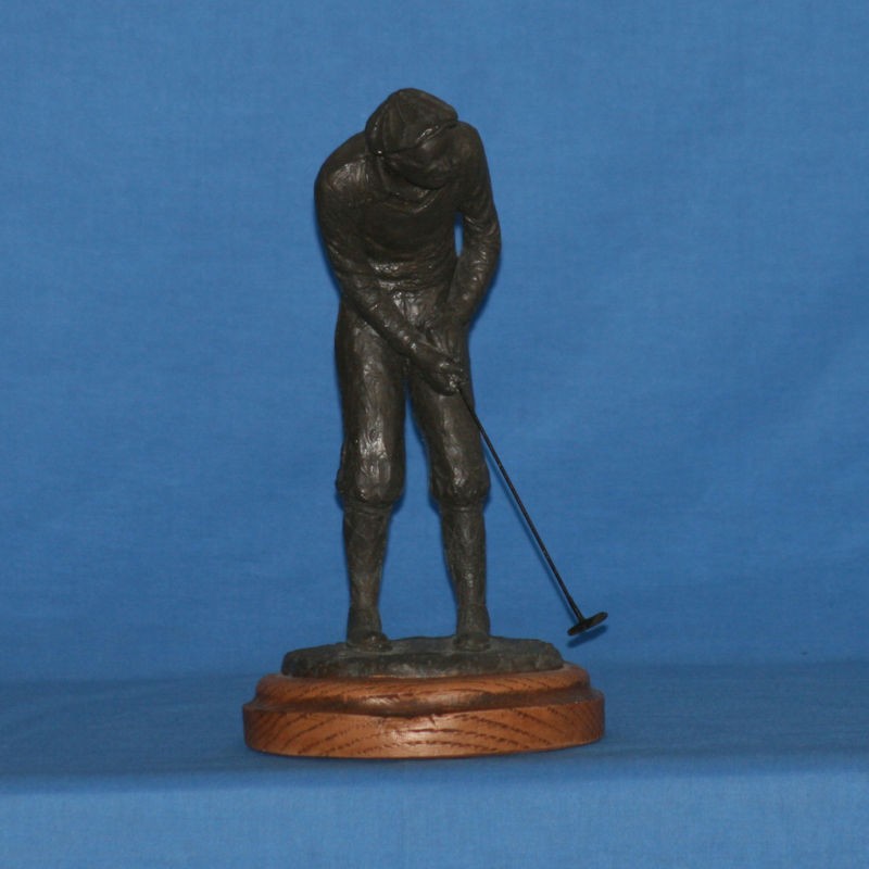 Bronzetone Golfer Figurine Statue by Michael Garman