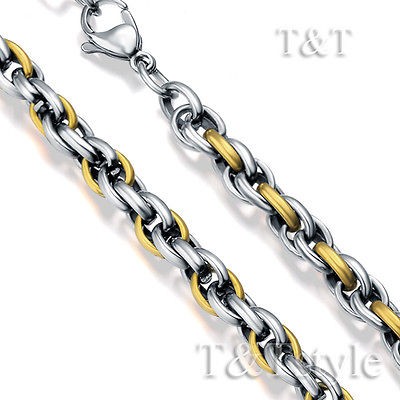 High Quality T&T 5mm Two Tone Stainless Steel Chain Necklace (C81)