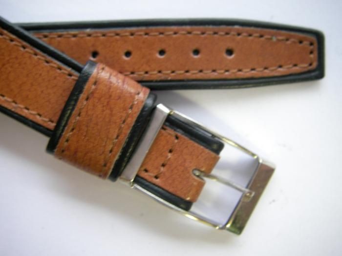 Rodania 70s brown/ black leather watch band 17 mm