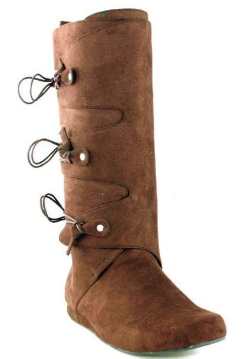 Brown Renaissance Fair Knee Hi Peter Pan Robin Hood Costume Boots Mens 