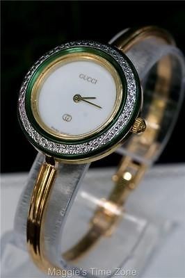 Authentic GUCCI 18K ladies bezel bangle watch