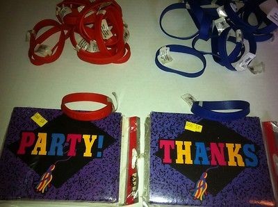 GRAD CLASS 2012 RUBBER BRACELET NEW Red&Blue (15 each) + invitations 