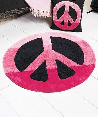   Sign Pink Color 30 Round Rug Kids, Teens or Bathroom Groovey 70s