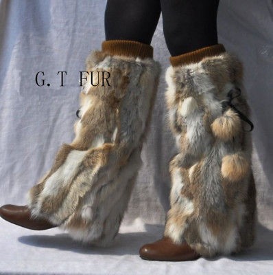 OT0038 GENUINE RABBIT FUR FOOT WARMER foot wear coat jacket gilet 