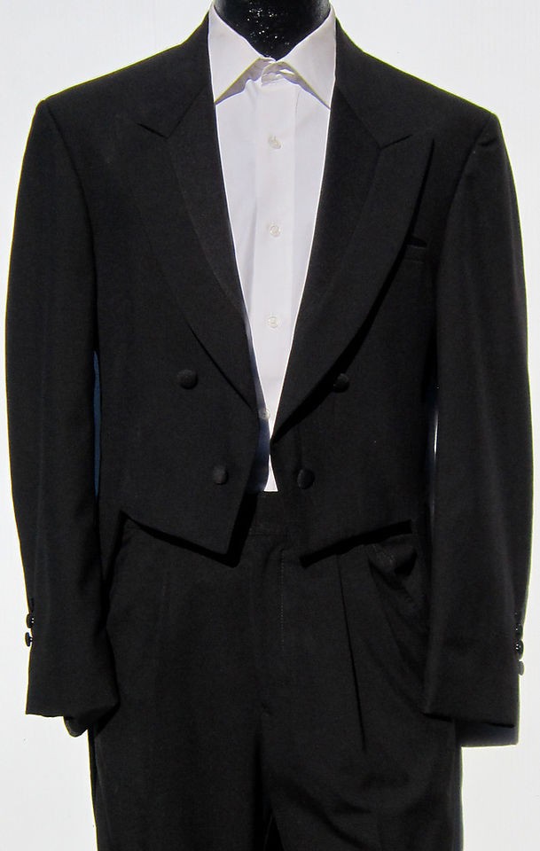 Black Four Button Tuxedo Tailcoat Halloween Costume Theater Dracula 