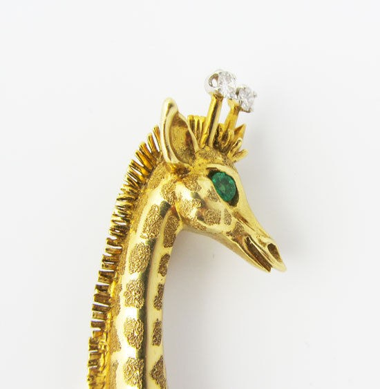 RARE 1950 VINTAGE VAN CLEEF AND ARPELS 18K GOLD GIRAFE WITH DIAMONDS