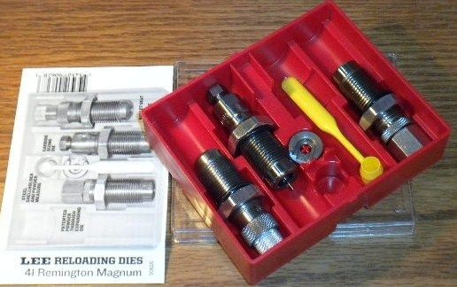 LEE 41 Remington Mag. CARBIDE 3 Die Set with Powder Expanding Die 