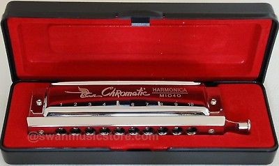 New Blues Swan Chromatic Harmonica, 10 hole 40 tone, Laser printing 