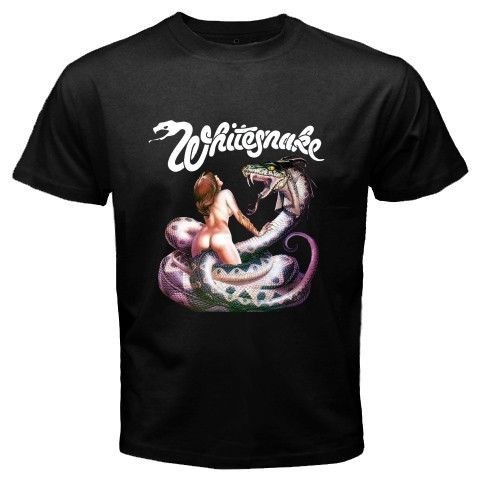 New WHITE SNAKE whitesnake Heavy Metal Rock Band Legend Black T Shirt 