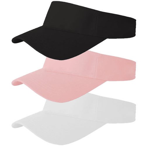 Athletic Sun Visor   Plain Head Sport Cap   Velcro Closure   Black 