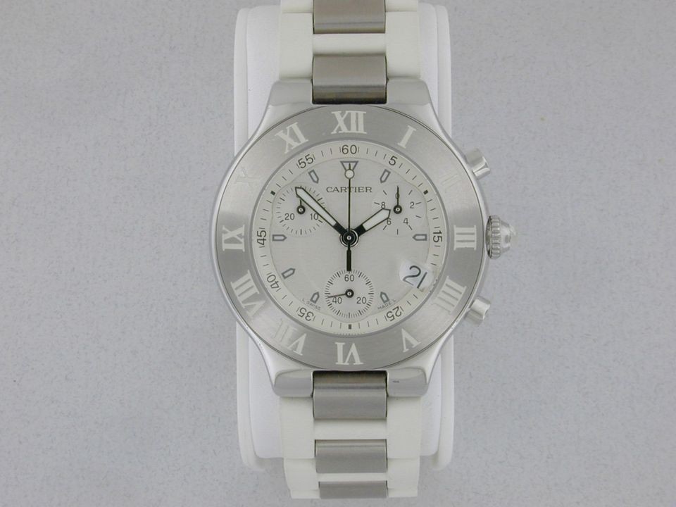 Cartier Chronoscaph 21 White Rubber & Steel Watch