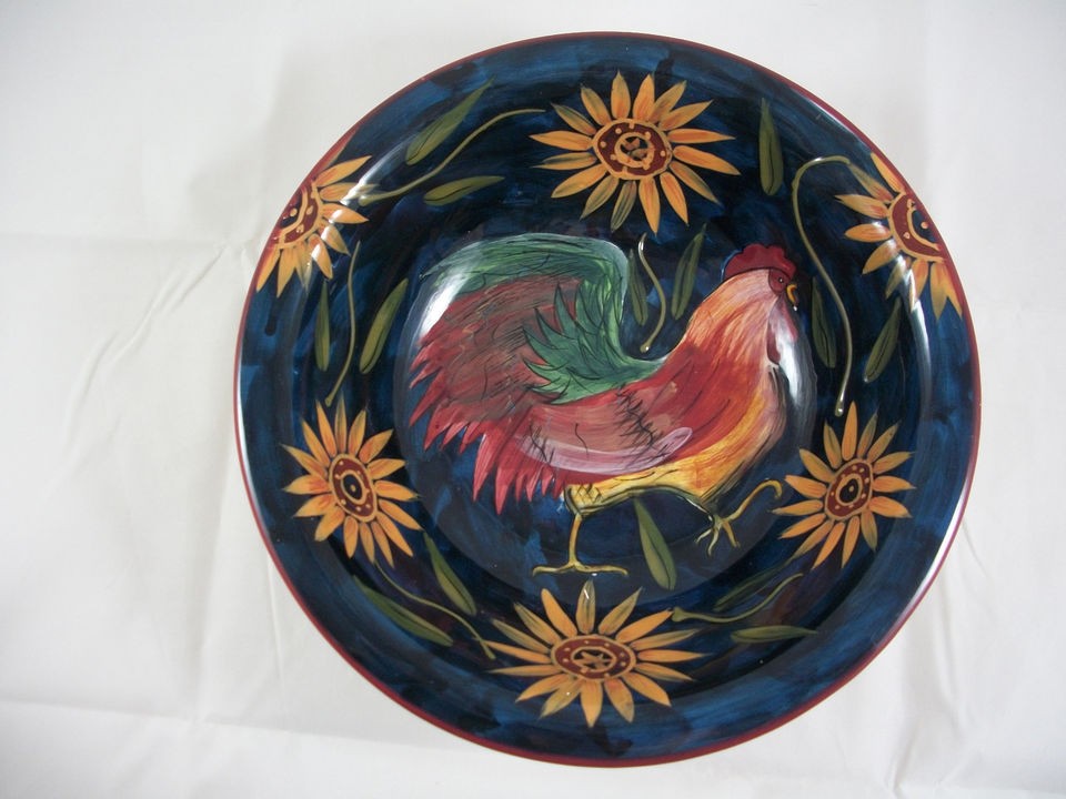 Certified International Susan Winget Large Rooster Cereal Bowl Black 