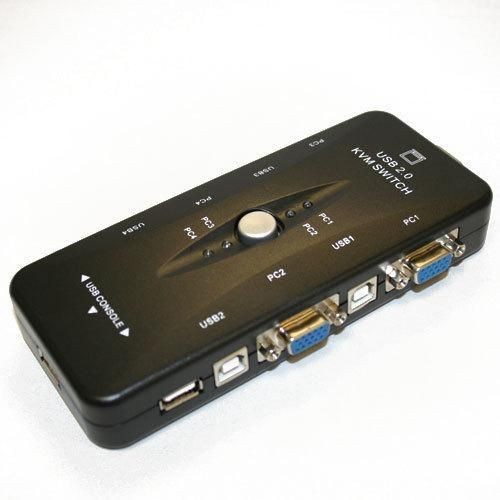 New 4 Port USB 2.0 KVM Switch Box Mouse/KYB/VID