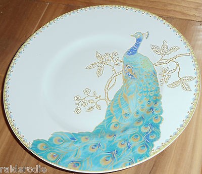 222 Fifth Peacock Garden Salad Plates ~ SET of 4 ~  ~ New 