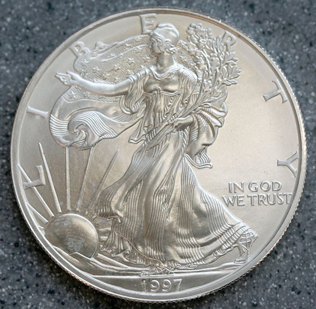 1997 SILVER AMERICAN EAGLE .999 FINE 1 OZ. PURE