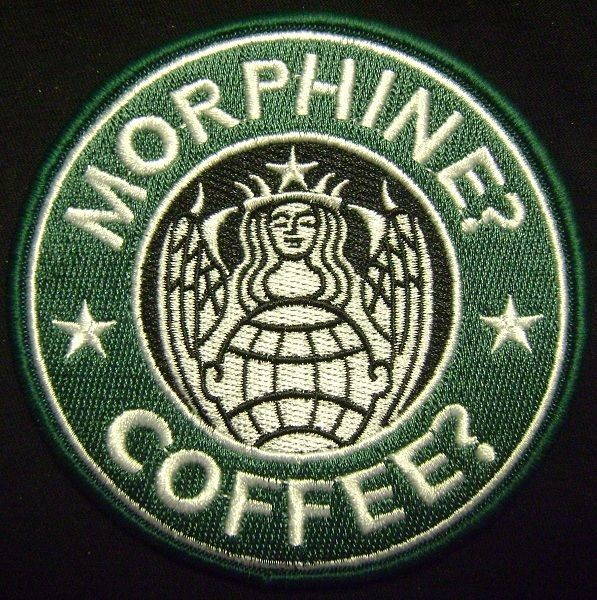 GUNS & MORPHINE? COFFEE? STARBUCKS TACTICAL ARMY MORALE MILSPEC VELCRO 