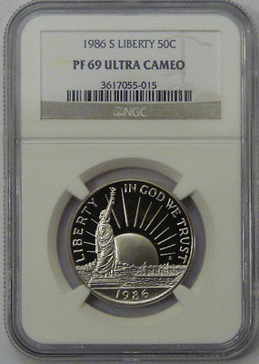 1986 S NGC PF69 LIBERTY HALF DOLLAR COIN